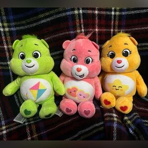 Care Bears Plush Trio - Green, Pink, Yellow